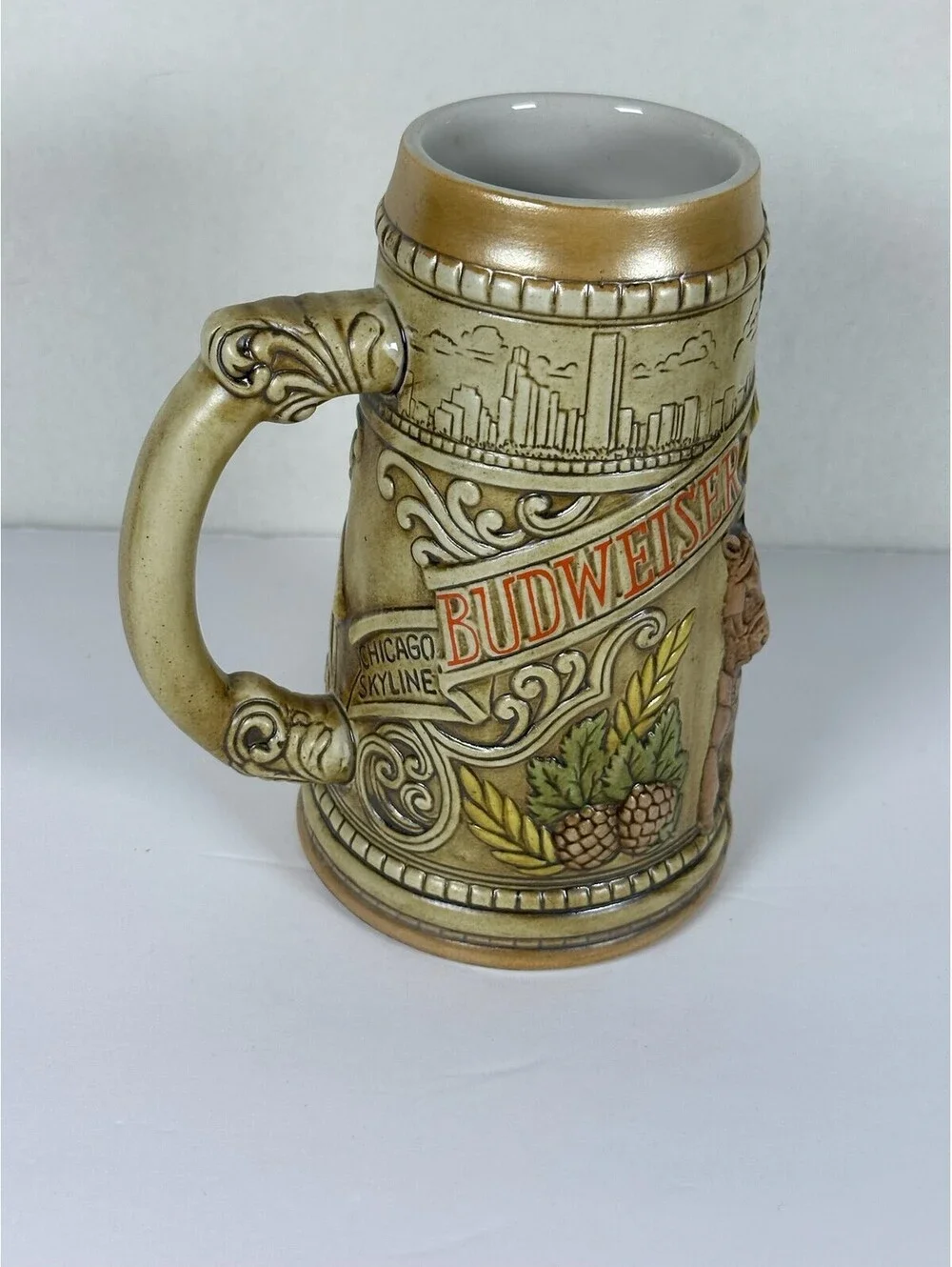 Vintage 1980 Budweiser Chicago Skyline Beer Stein Ceramarte Brazil Limited Editi